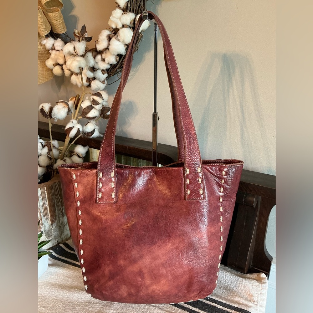 Bed Stu Leather Stevie Tote Shoulder Bag Merlot Deep Red Retail $255 - Picture 10 of 13
